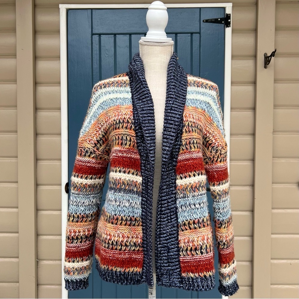 Anthropologie Knitted & Knotted Multi Color Cardigan Sweater Size MP